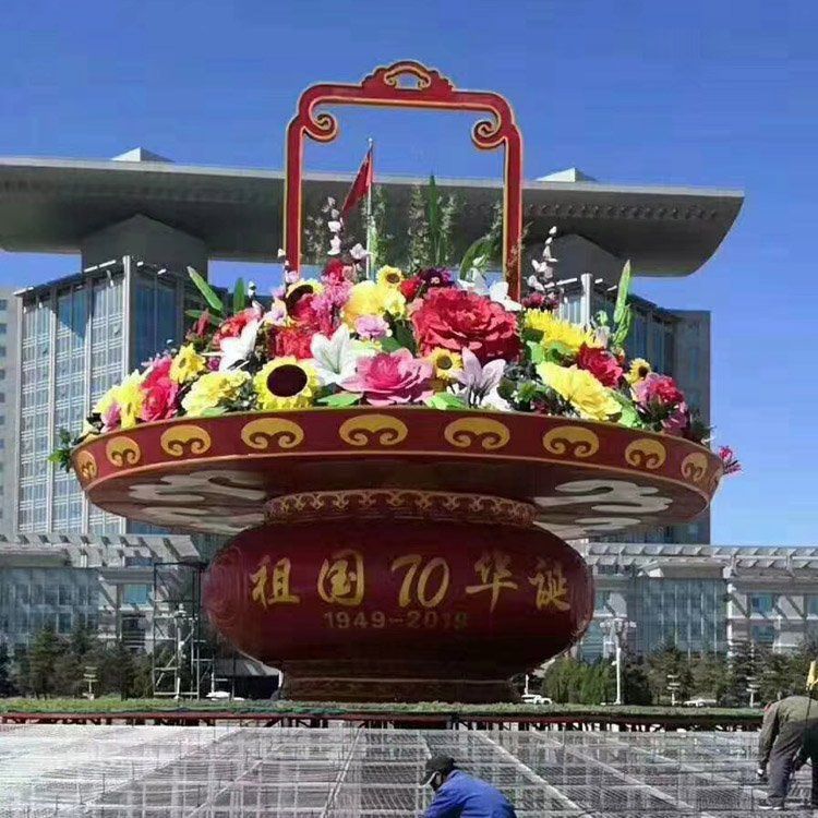 花籃雕塑訂做，多彩藝術，商業(yè)景區(qū)花籃雕塑制造