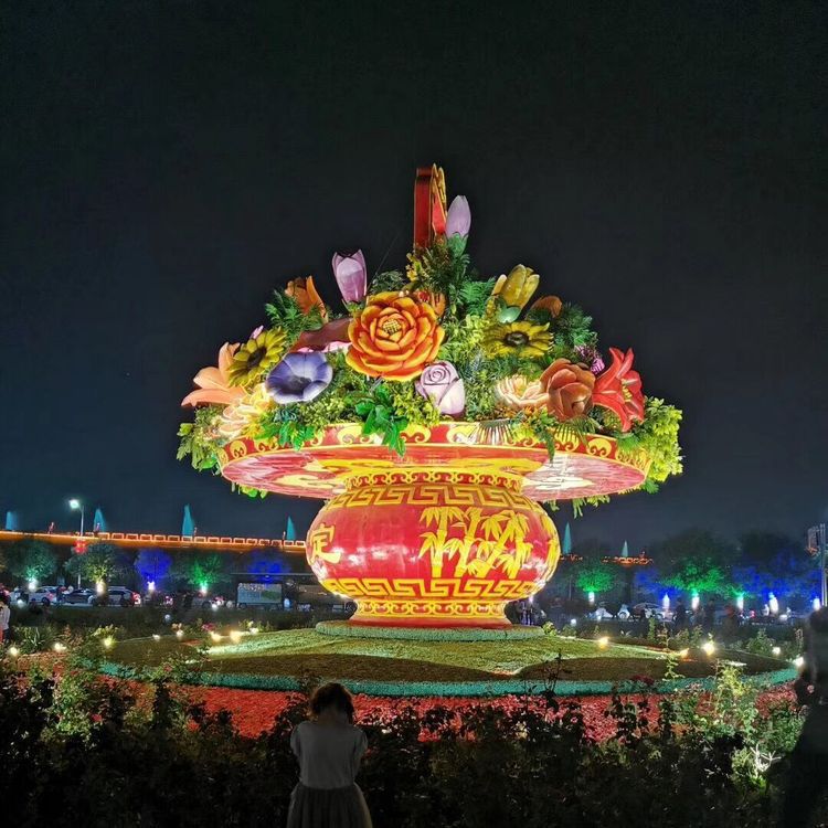 戶外花籃雕塑，廣場雕塑，小區(qū)花籃雕塑訂做