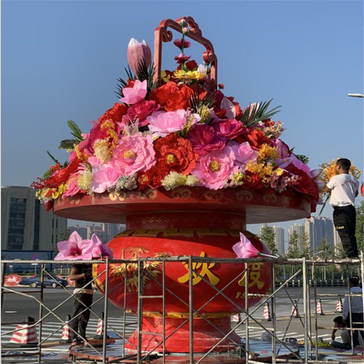 花籃雕塑承接，戶外雕塑，金屬花籃雕塑生產(chǎn)