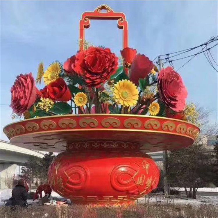 花籃雕塑制造商，花園雕塑，金屬花籃雕塑精品